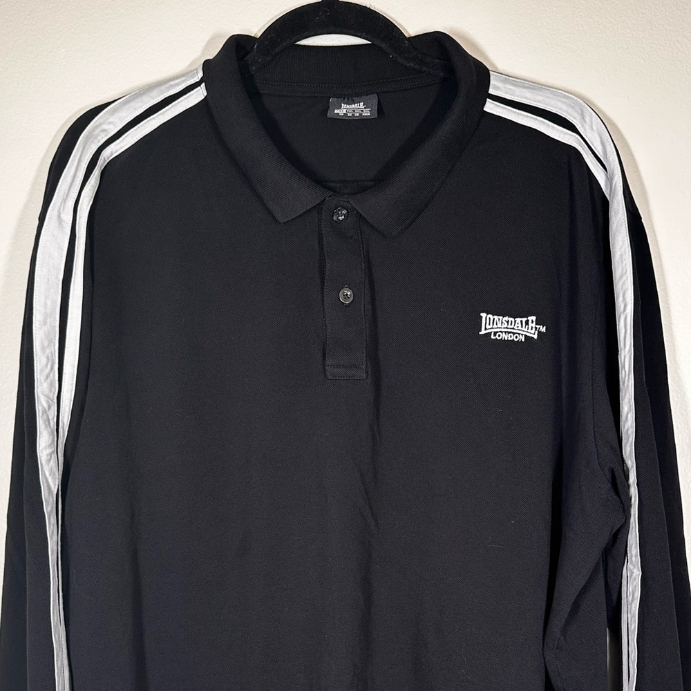 Black and White Polo Shirt with Sporty Stripes